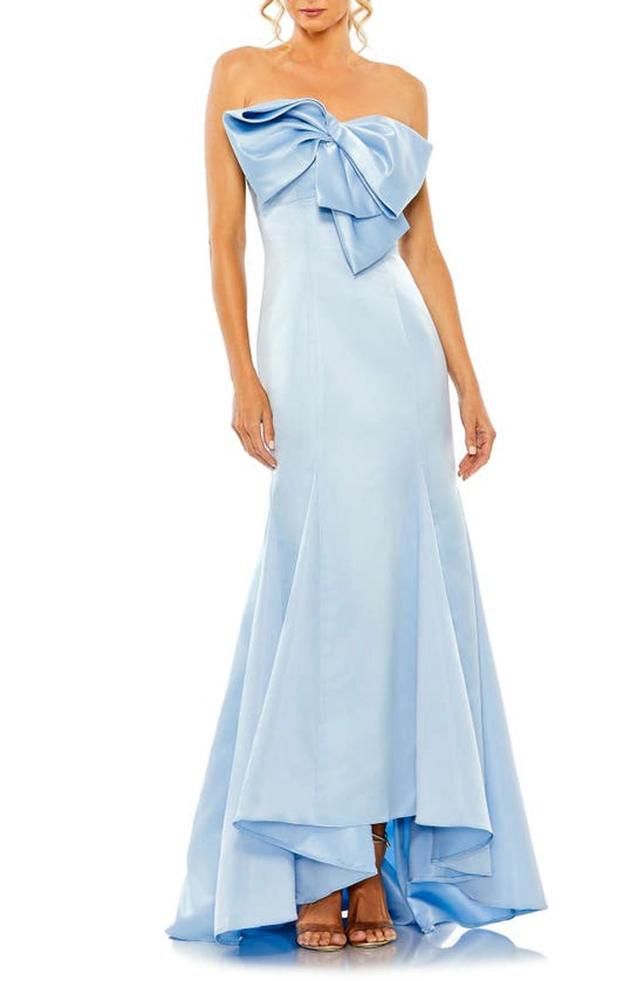 Strapless Satin Mermaid Gown In Powder Blue Product Image