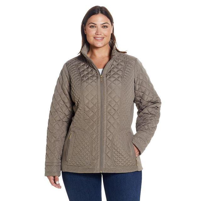 Plus Size Weathercast Quilted Moto Jacket, Womens Red Product Image