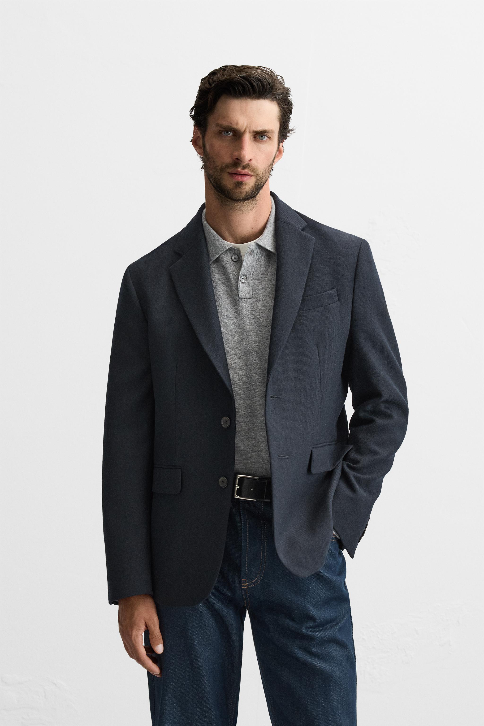 WOOL BLEND TEXTURED JACKET Product Image