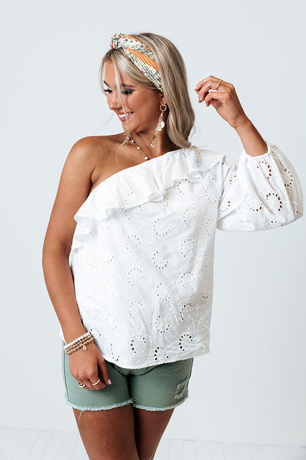 Serving Up Sangria Eyelet Top In White Product Image