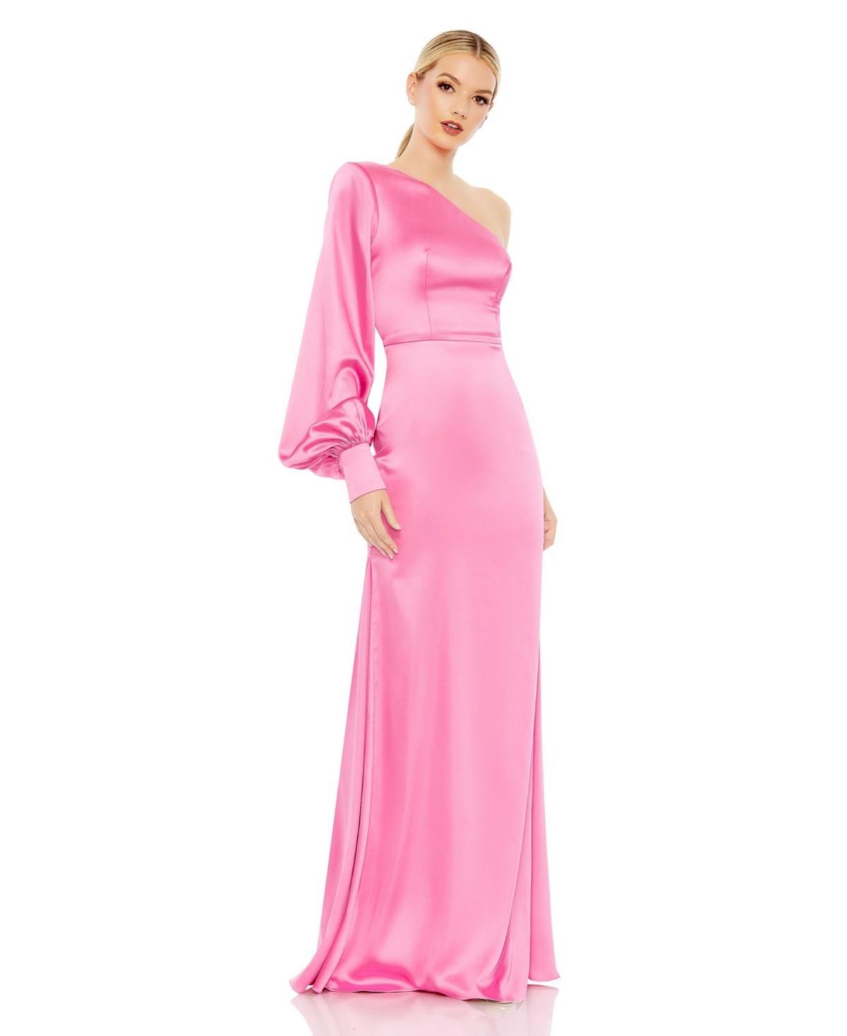 Womens Ieena One Shoulder Bishop Sleeve Trumpet Gown Product Image