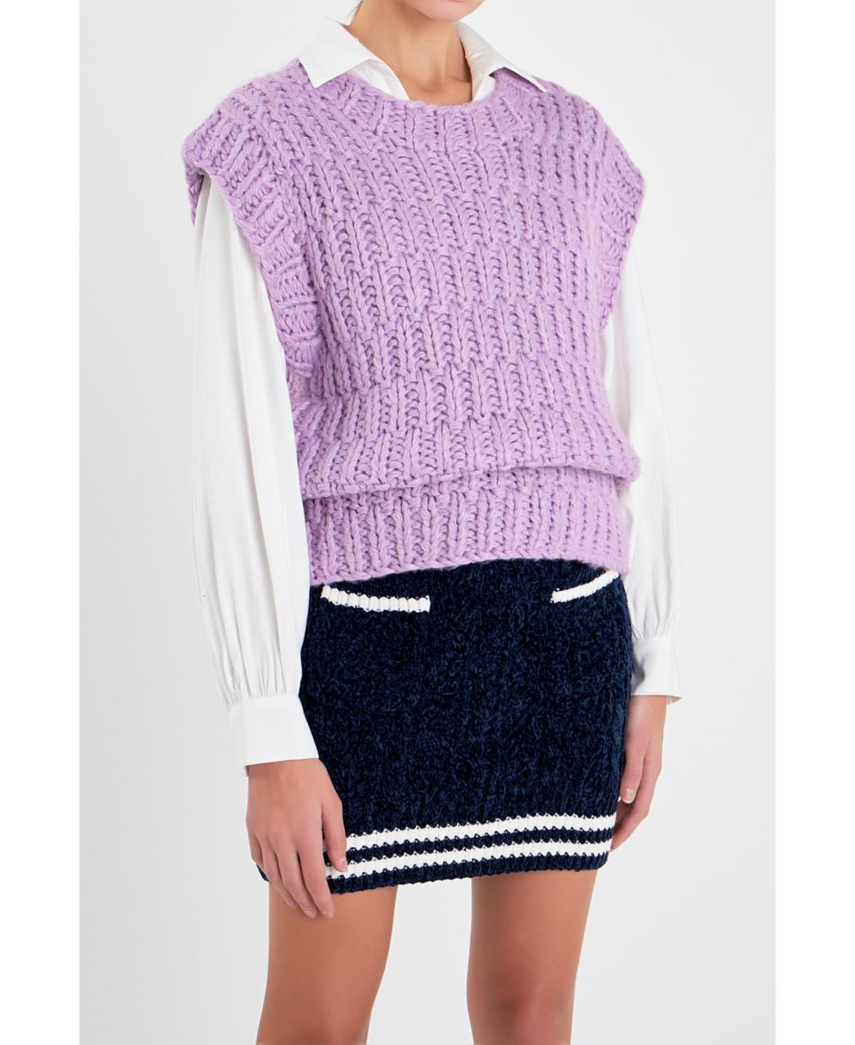 Womens Chunky Knit Sweater Vest Product Image