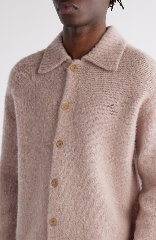 Shetland Wool Polo Cardigan In Pink Product Image