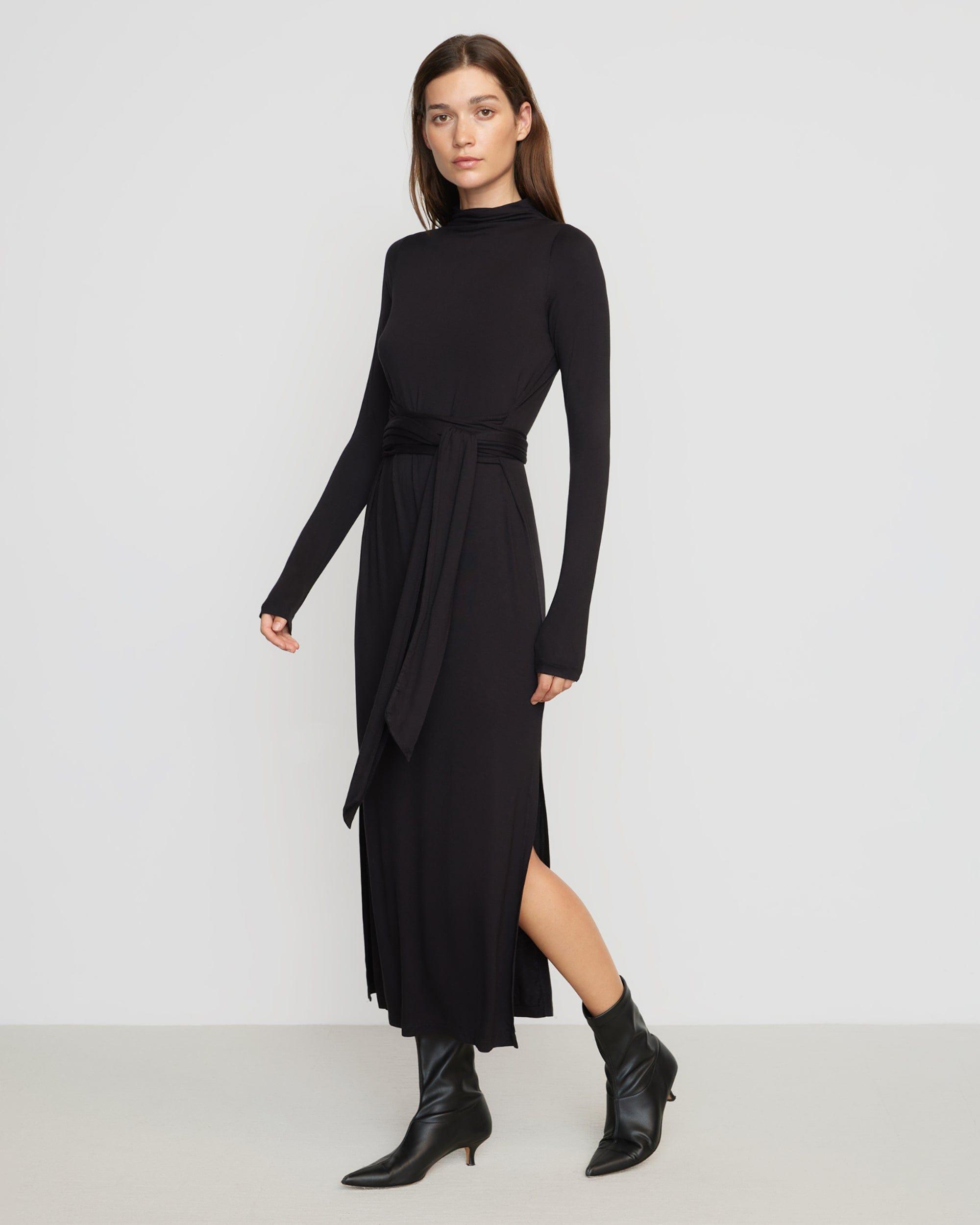 Vero Tie-Front Long-Sleeve Dress Product Image