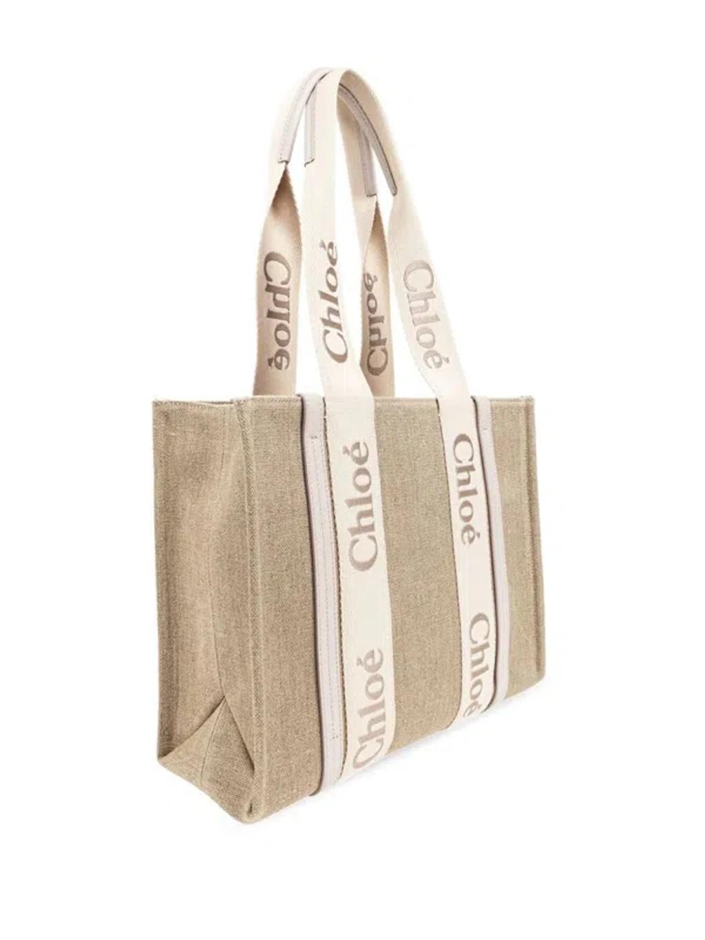 Woody Medium Tote Bag In Beige Product Image