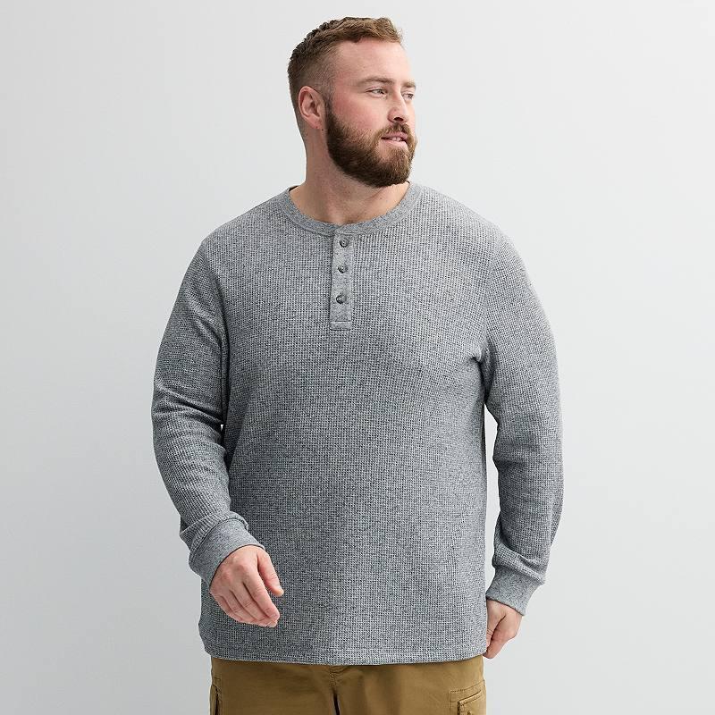 Big & Tall Sonoma Goods For Life Long Sleeve Waffle Henley Tee, Mens Grey Grey Product Image