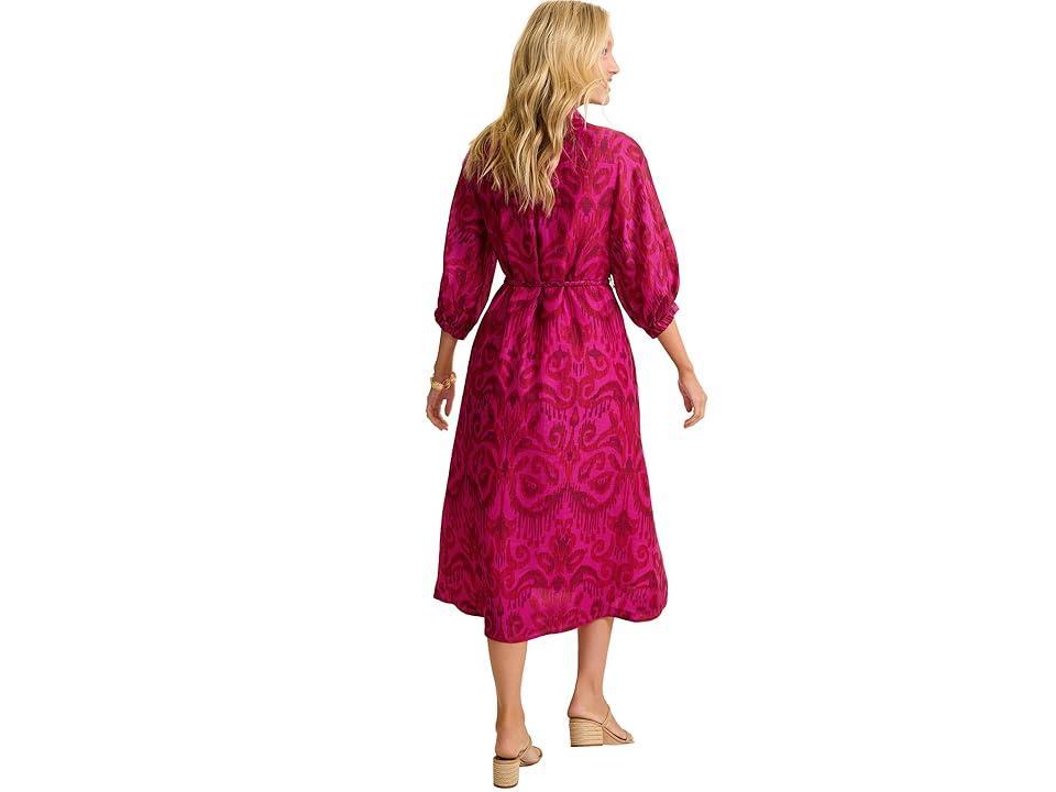 Tommy Bahama Reversible Seaside Ikat Midi Shirtdress Papaya) Women's Dress Product Image