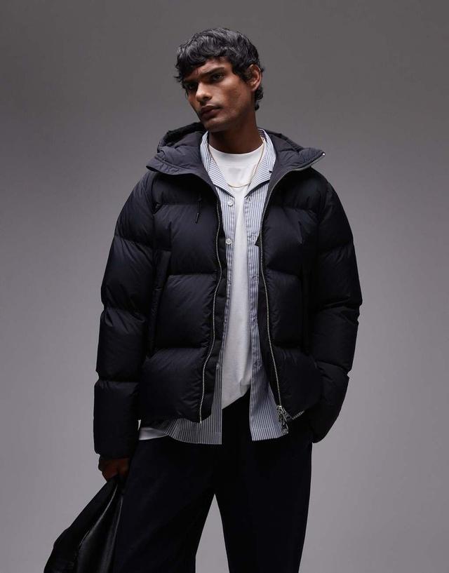 ARKET down filled puffer jacket with hood in black Product Image