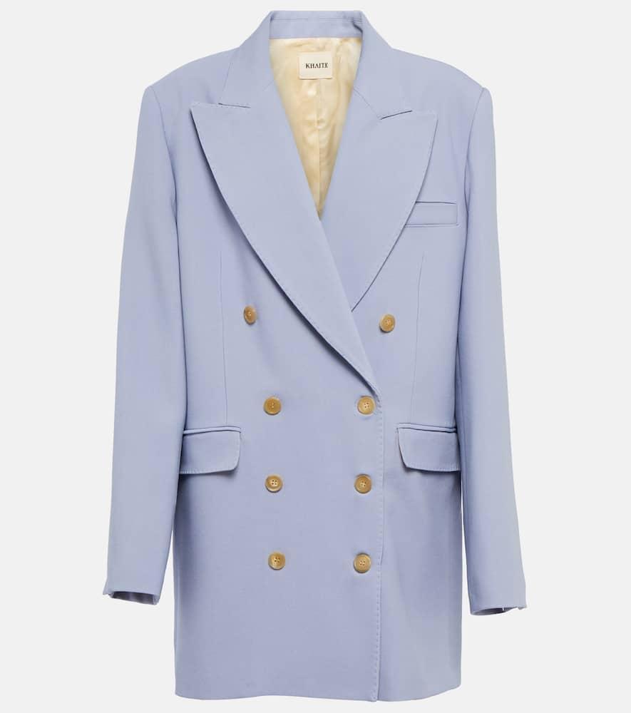 Light Blue Wool And Viscose Double-breasted Blazer Product Image