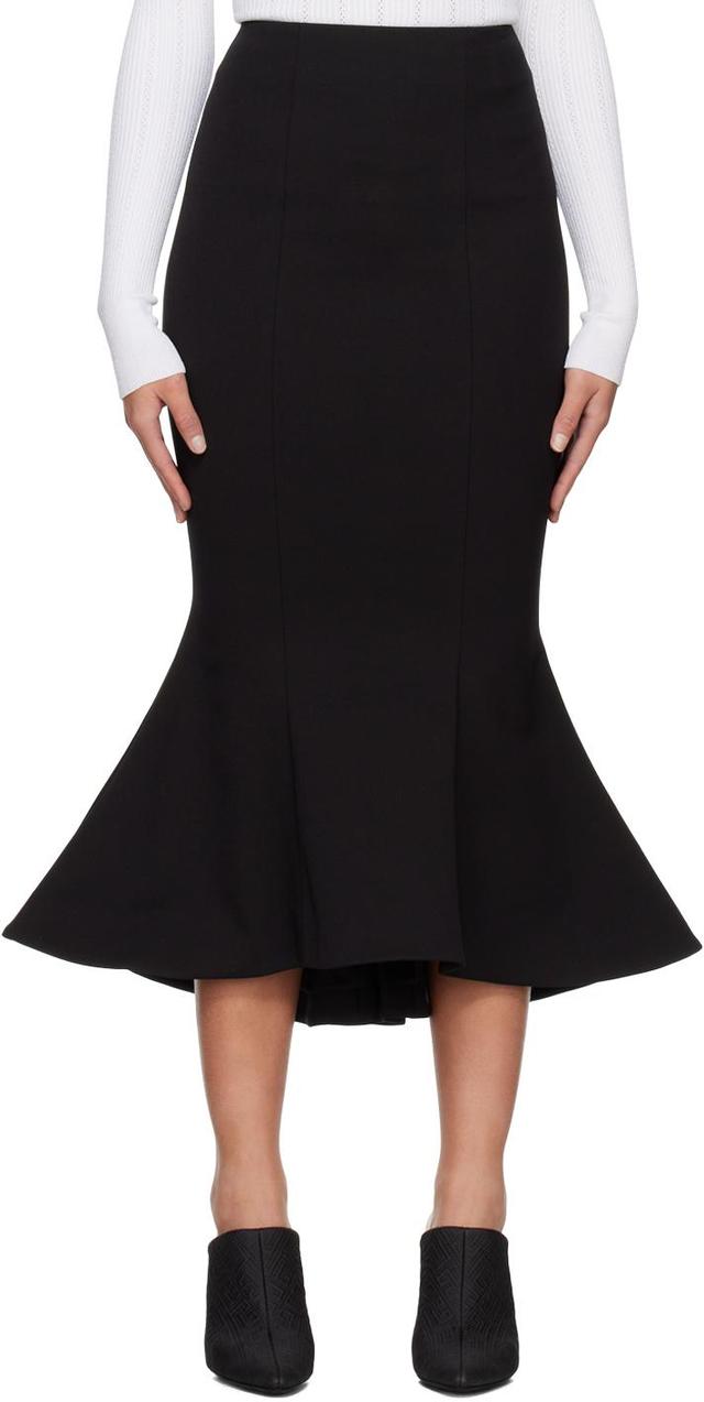 High-rise Flared Cotton-blend Midi Skirt In Black Product Image