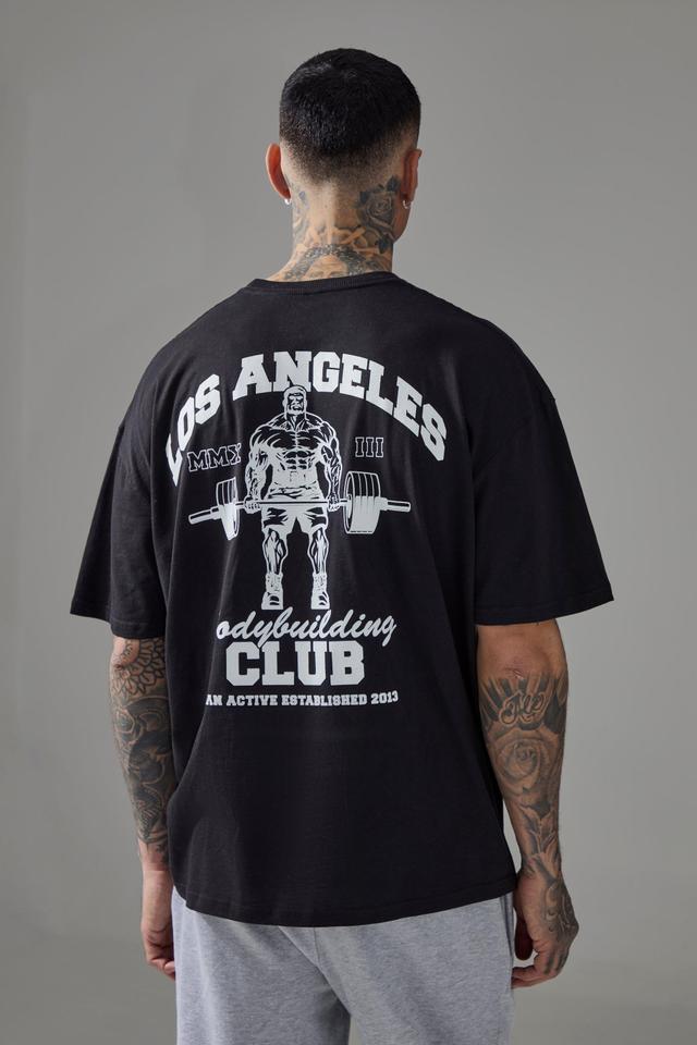 Tall Man Active LA Bodybuilding Club Oversized T-shirt | boohooMAN USA Product Image