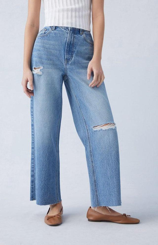 Women's Eco Ripped Cropped Wide Leg Jeans - Product Image