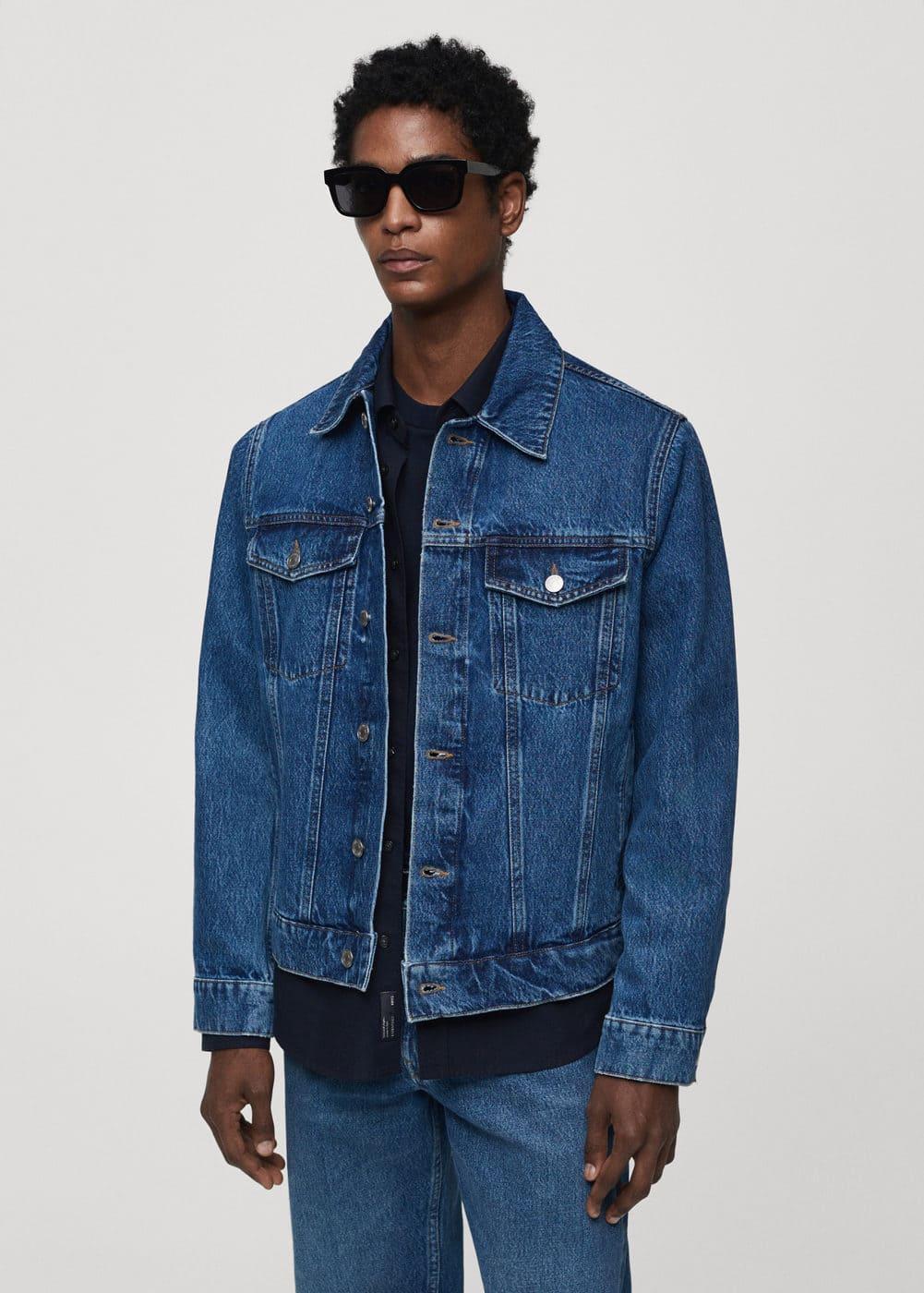 MANGO MAN - Pocketed denim jacket dark blueMen Product Image