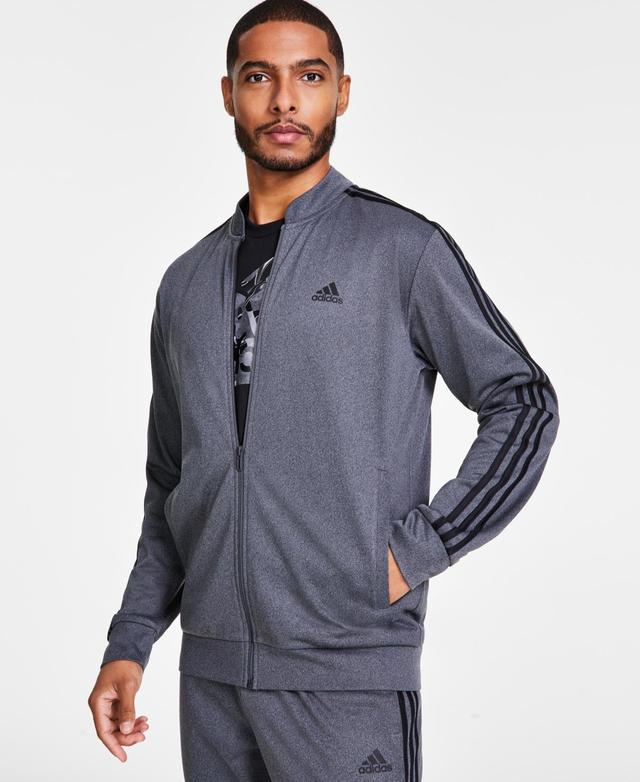 adidas Mens Tricot Heathered Logo Track Jacket - Mlange Gray Product Image