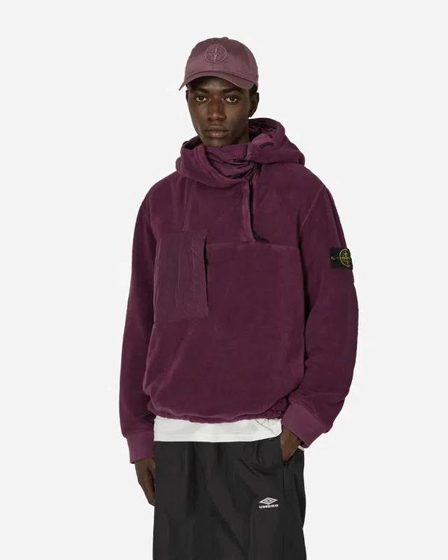 STONE ISLAND Sherpa Hooded Jacket Dark Burgundy In Red Product Image