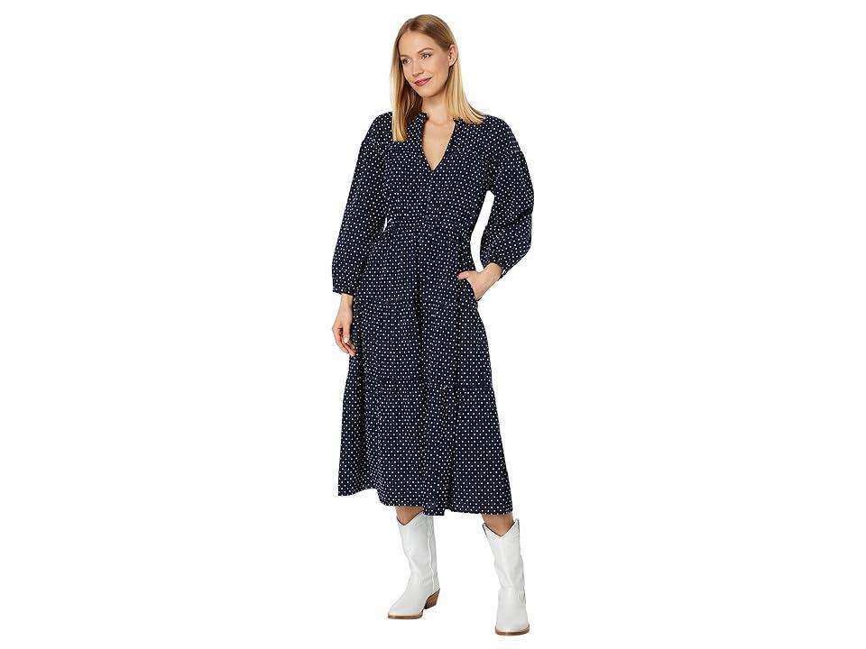 Madewell Mariette - Long Sleeve V-Neck Tiered Midi (Yarn-Dye Jacquard) Women's Clothing product image