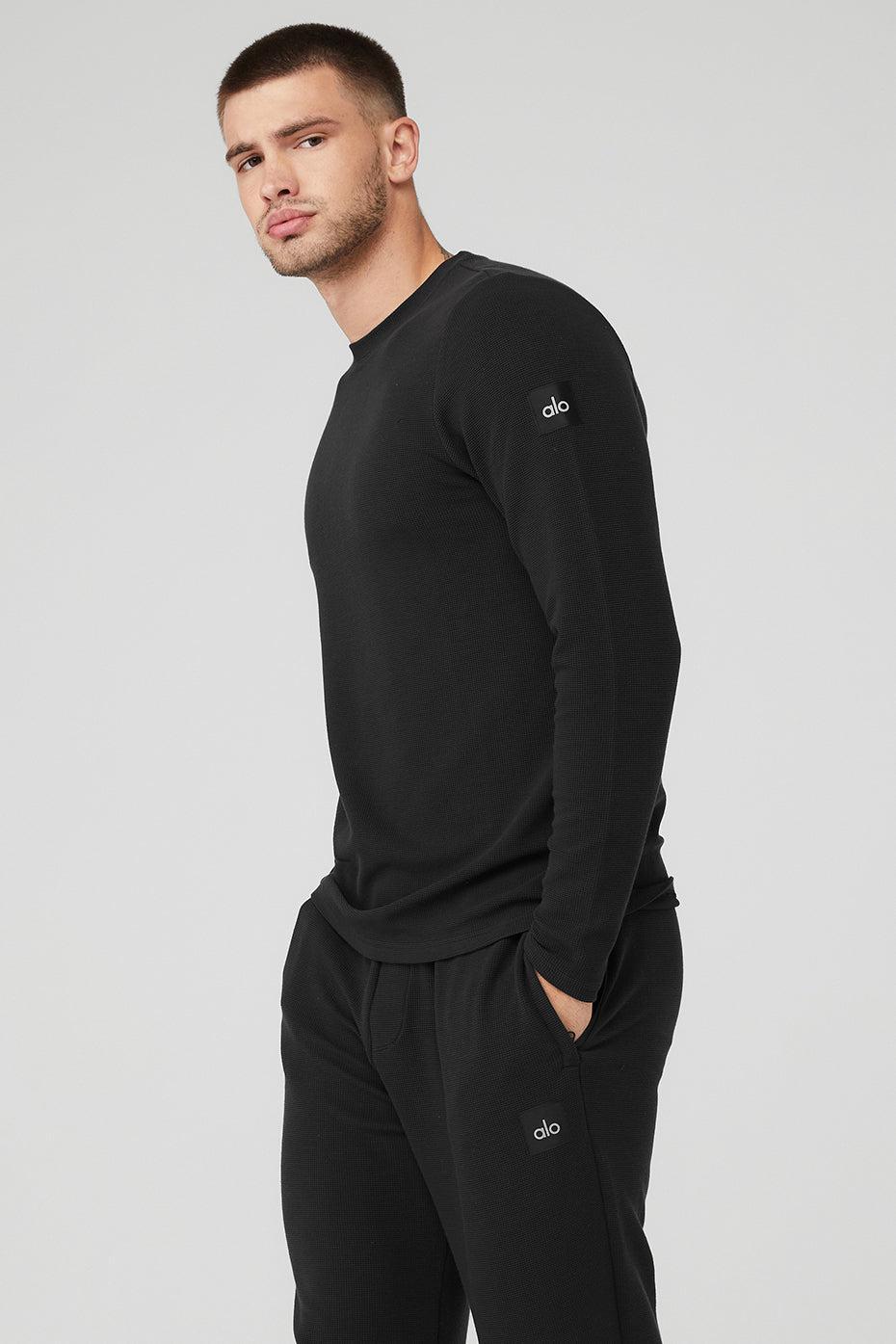 Micro Waffle Fast Break Long Sleeve Tee - Black Male Product Image