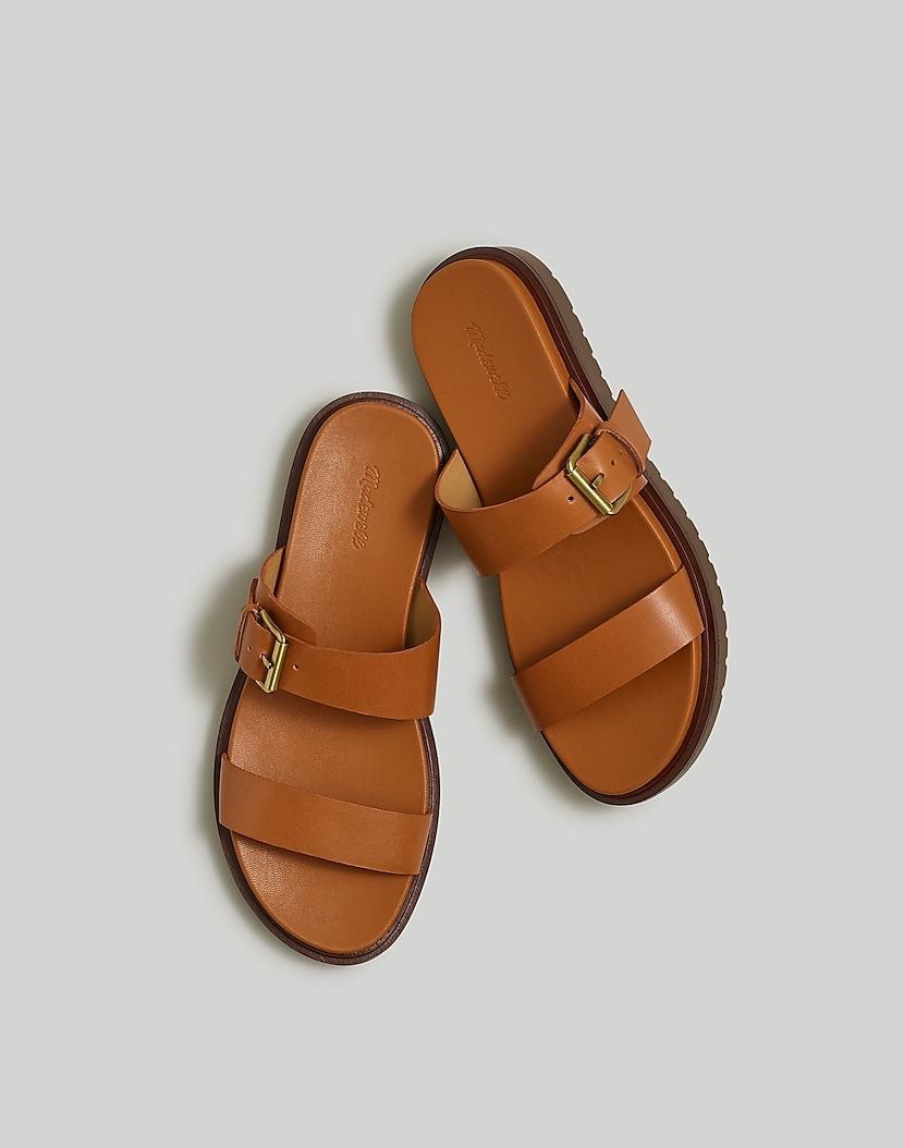 The Dee Double-Strap Slide Sandal in Leather Product Image