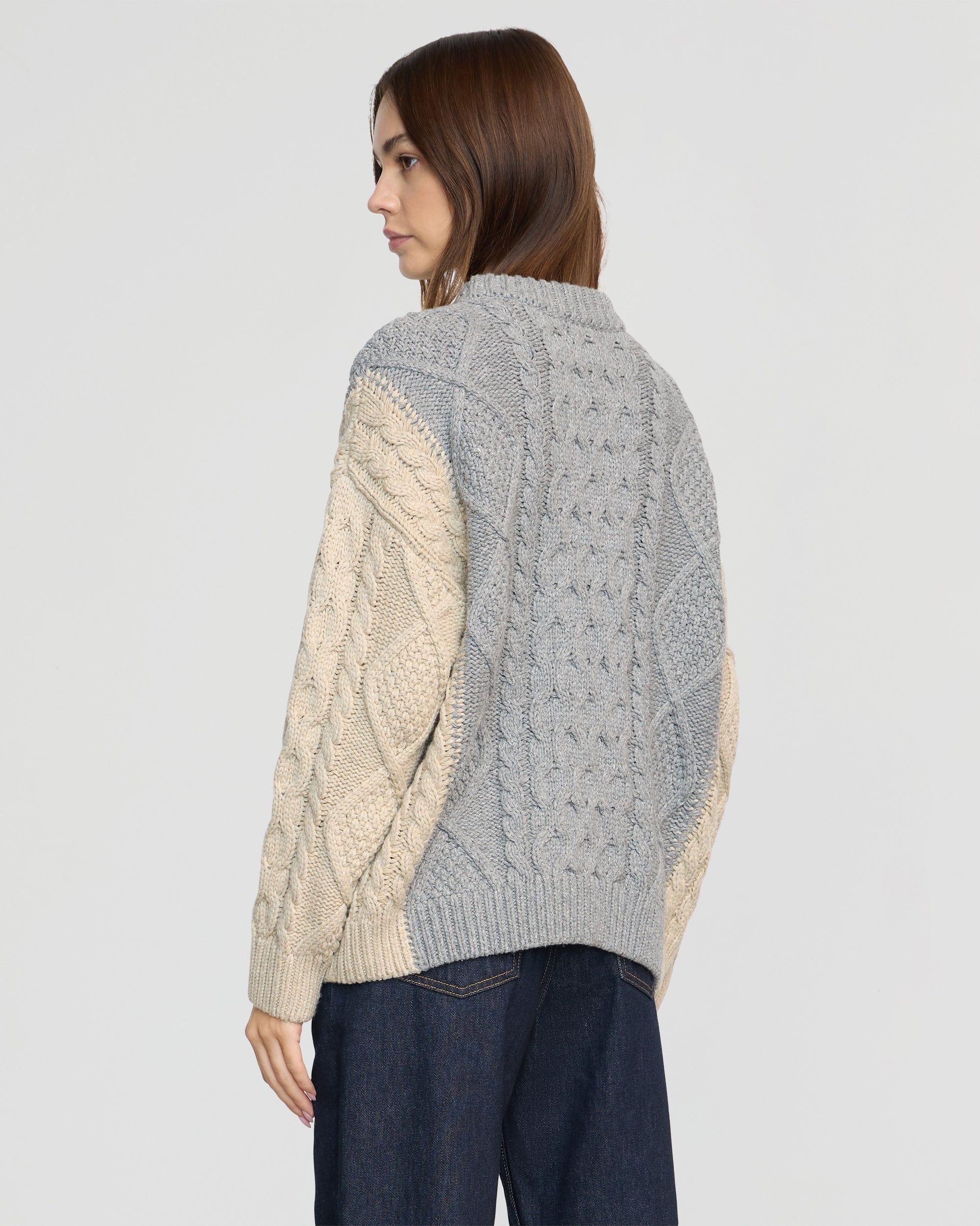 Dassie Oversized Color-Block Cable Sweater Product Image