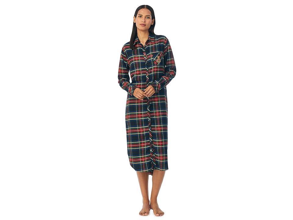 LAUREN Ralph Lauren Long Sleeve Ballet Sleepshirt Plaid) Women's Pajama Product Image