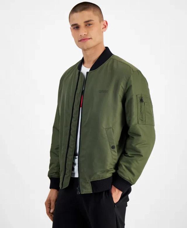 Hugo By  Men's Baken2435 Slim-fit Satin Bomber Jacket In Charcoal Product Image