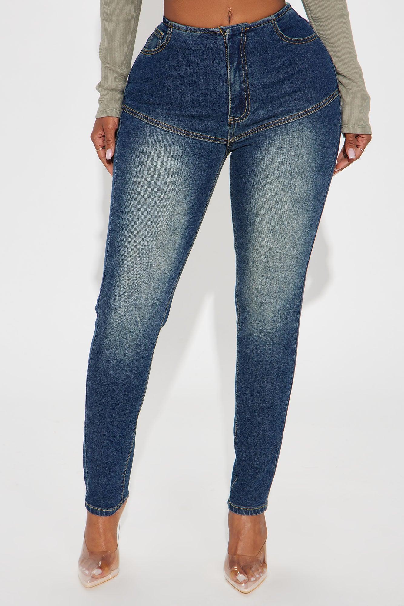 Lookin' At You Stretch Seamed Skinny Jeans - Dark Wash Product Image