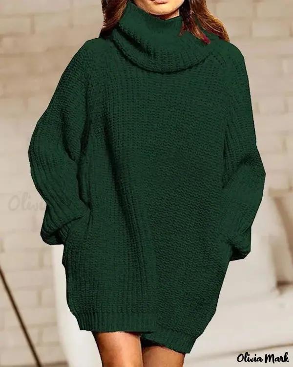 Olivia Mark – Chunky-knit turtleneck sweater with long sleeves product image