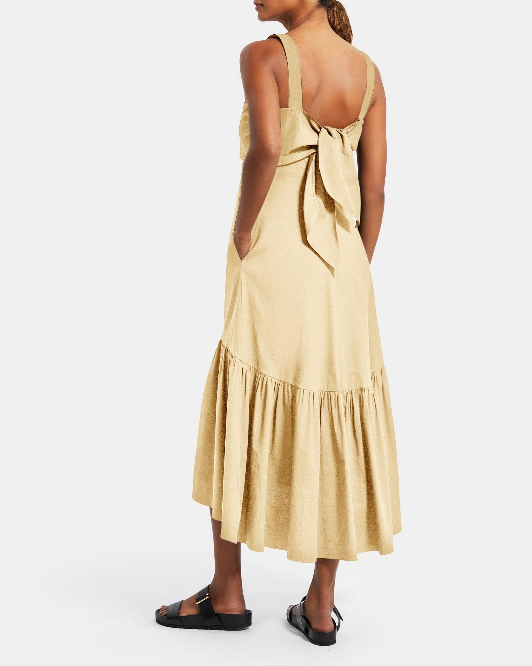 Tie-Back Dress in Stretch Linen Product Image