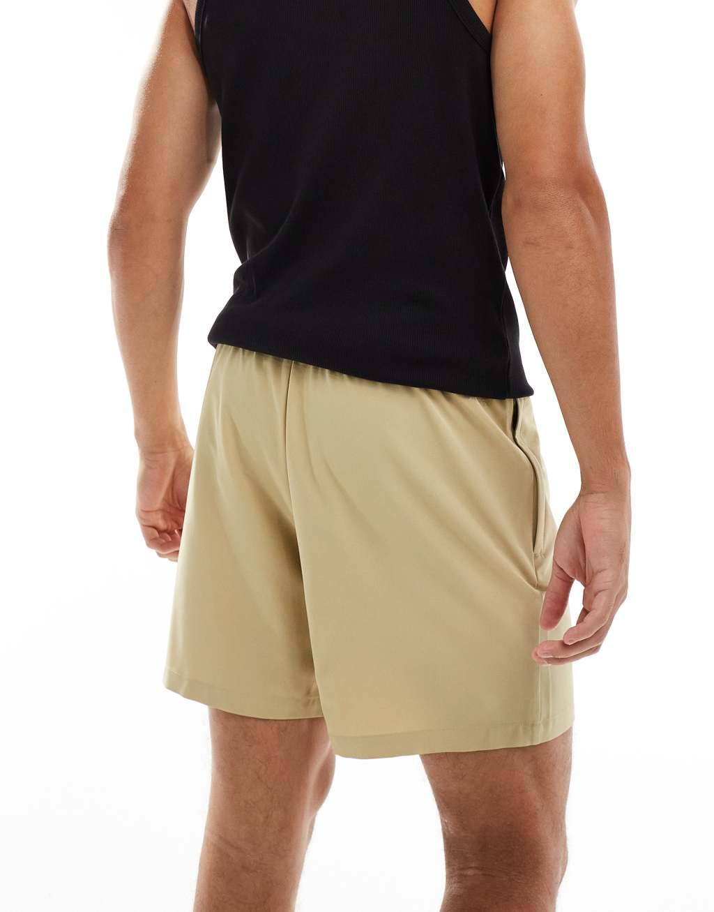 ASOS 4505 Icon 5 inch quick dry training shorts with zip pockets in sand Product Image