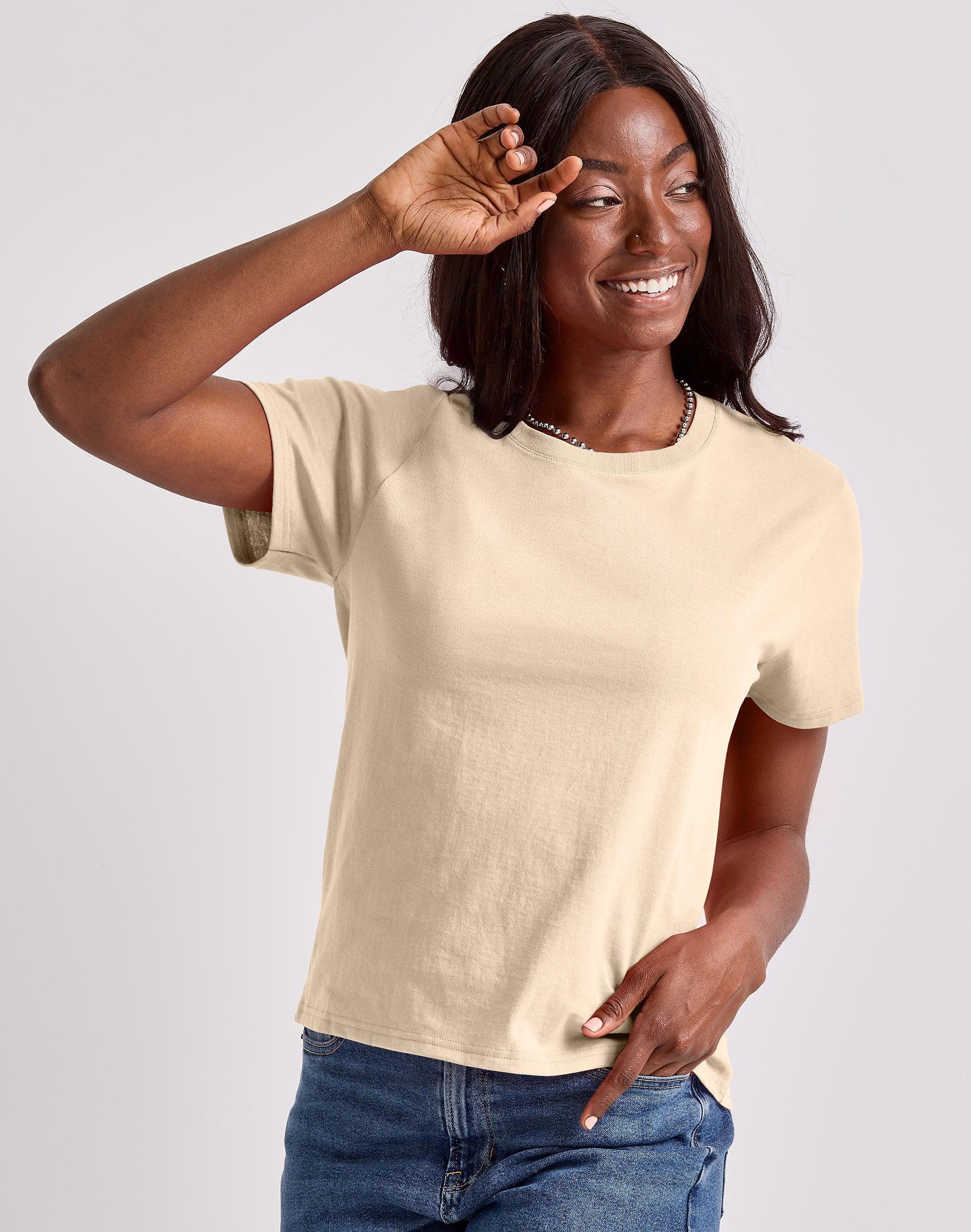 Hanes Essentials Womens Cotton T-Shirt, Classic Fit Natural XS Product Image