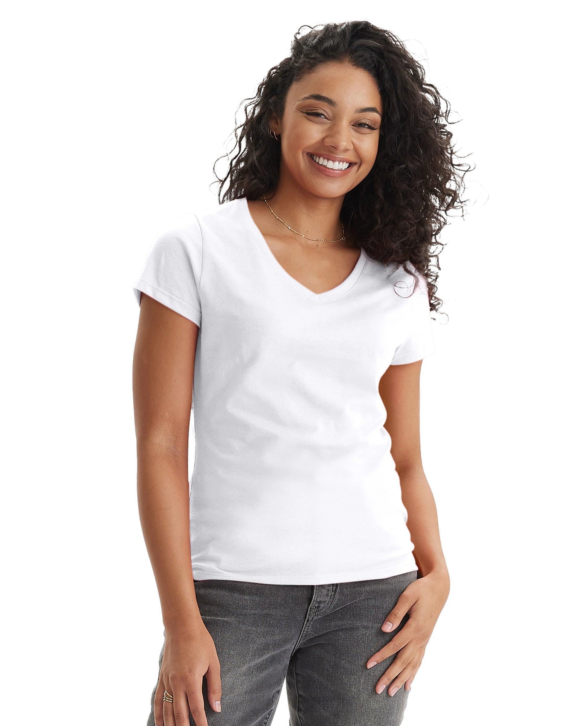 Hanes Womens X-Temp V-Neck T-Shirt Black 2XL Product Image