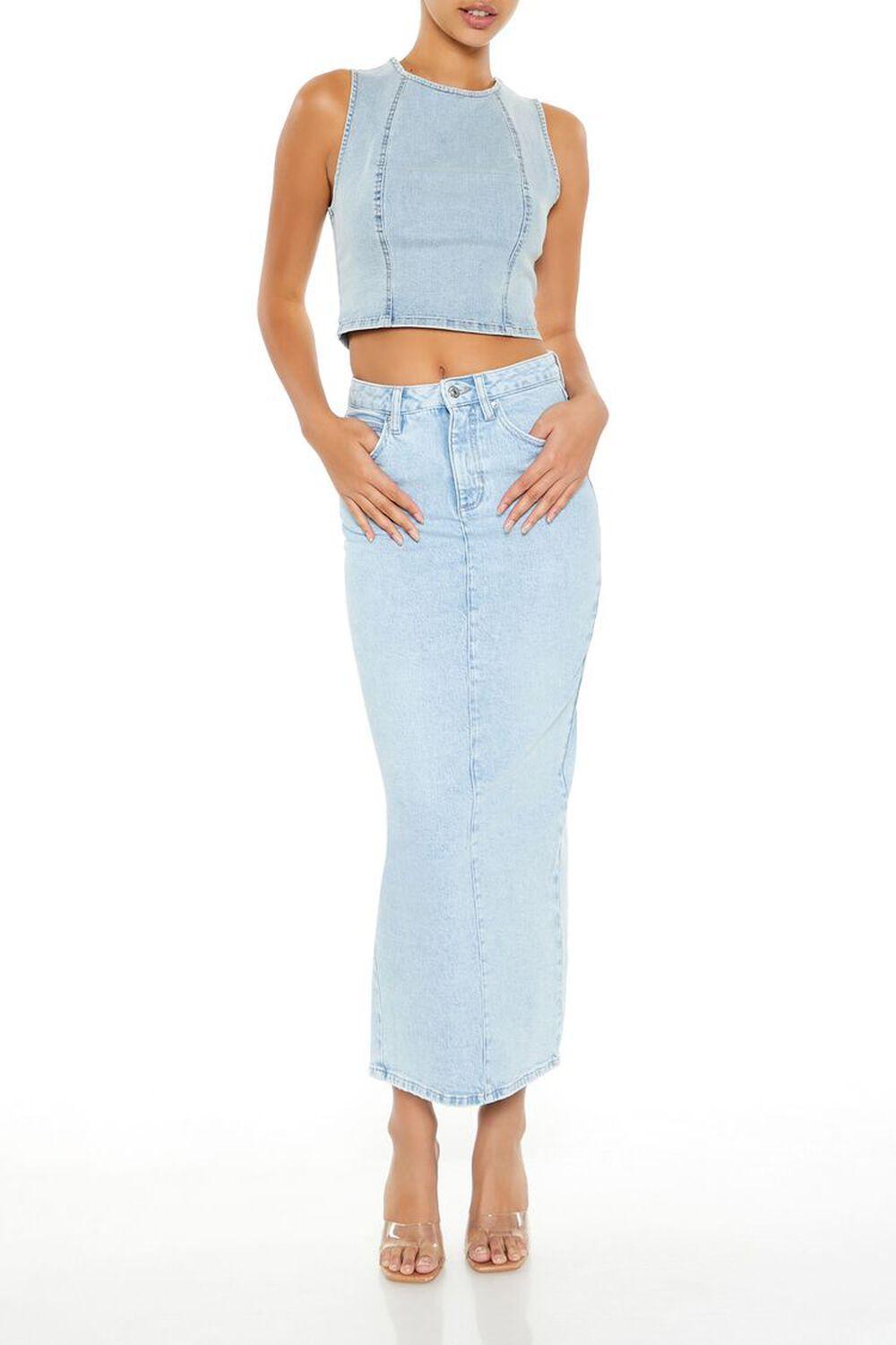 Denim Cropped Tank Top | Forever 21 Product Image