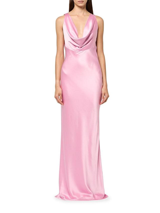 Womens Silk Satin Cowlneck Gown Product Image