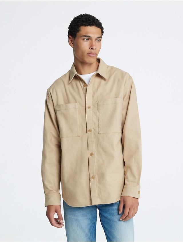 Calvin Klein Mens Relaxed Flannel Button-Down Shirt Jacket - Brown - S Product Image