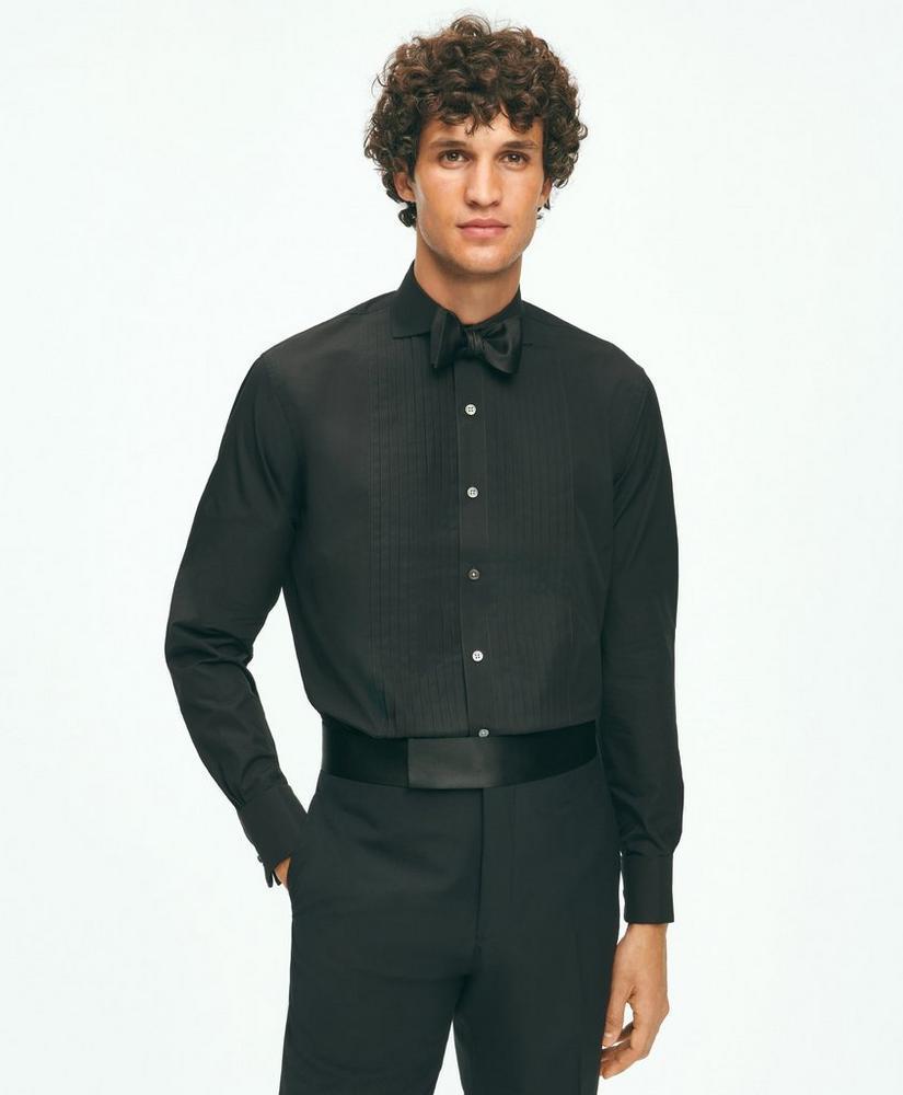 Black Fleece Pleated Londoner Collar Tuxedo Shirt in Sea Island Cotton Product Image