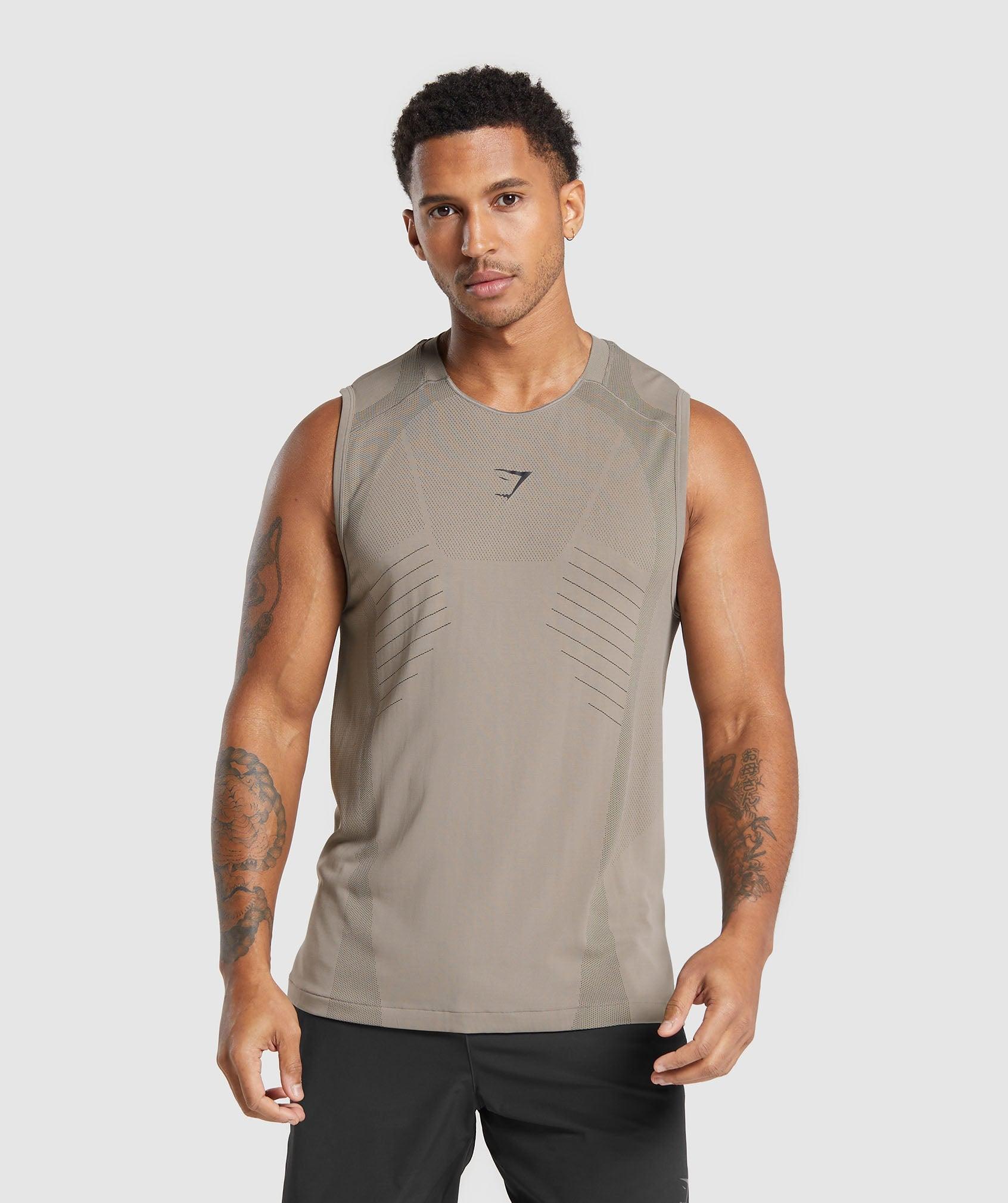 Gymshark Apex Seamless Tank - Linen Brown/Black Male Product Image