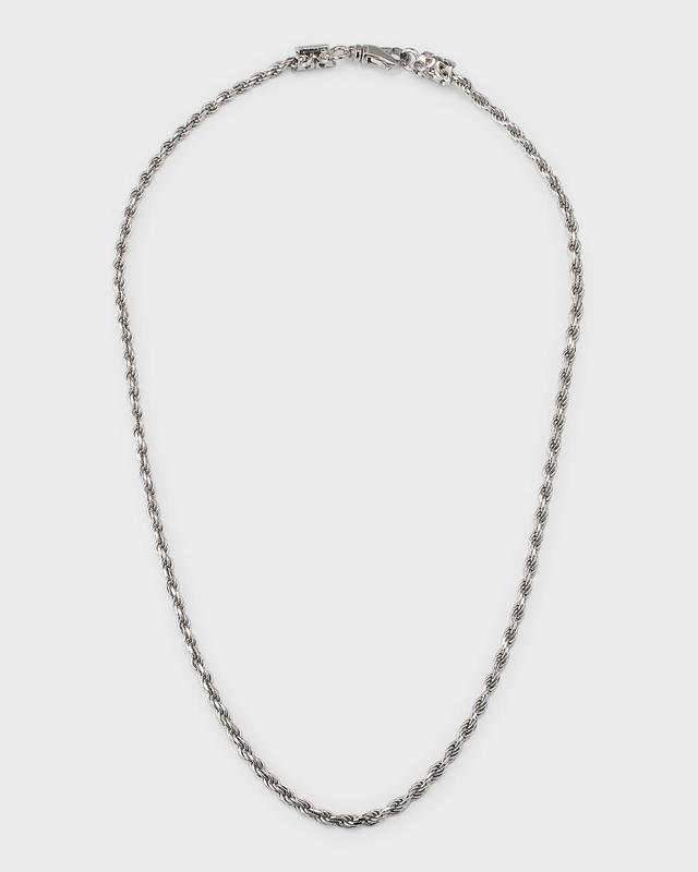 Mens Sterling Silver Thin Rope Chain Necklace, 22L Product Image