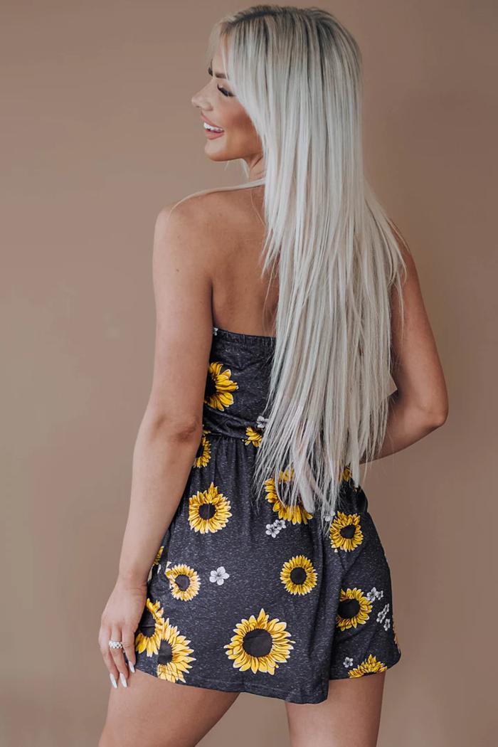 Yellow Floral Romper with Pockets Product Image