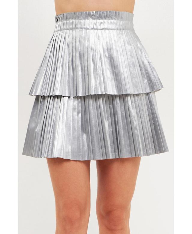 Womens Shiny Pu Pleated Mini Skirt Product Image