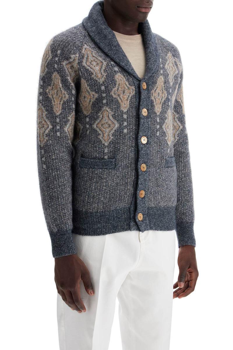 BRUNELLO CUCINELLI Cardigan In Jacquard In Blue Product Image