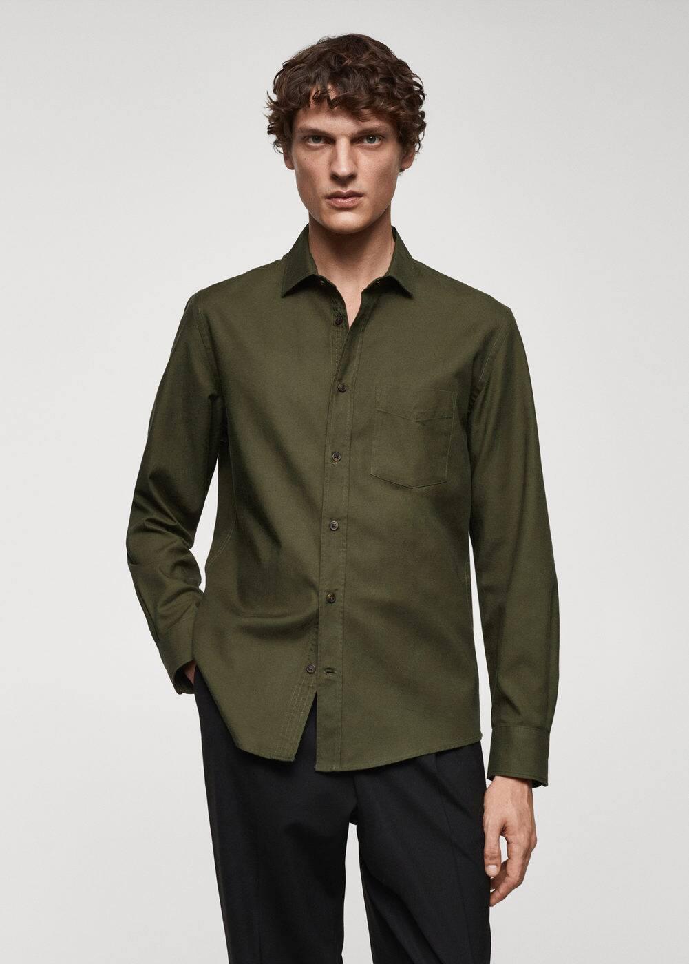 Mango Mens Brushed Cotton Twill Shirt Product Image