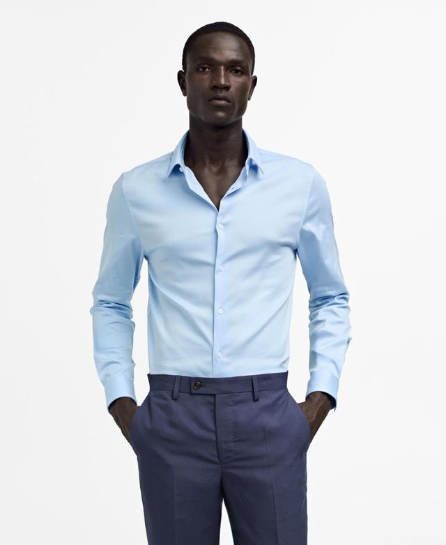 MANGO MAN - Super slim-fit poplin suit shirt sky blueMen Product Image