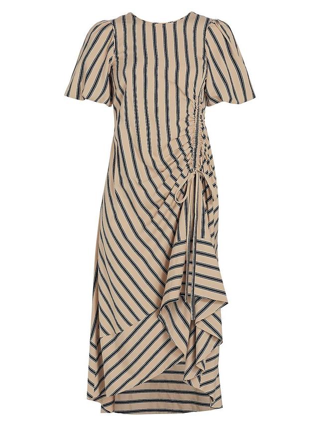 Womens Elin Striped Asymmetric Midi-Dress Product Image