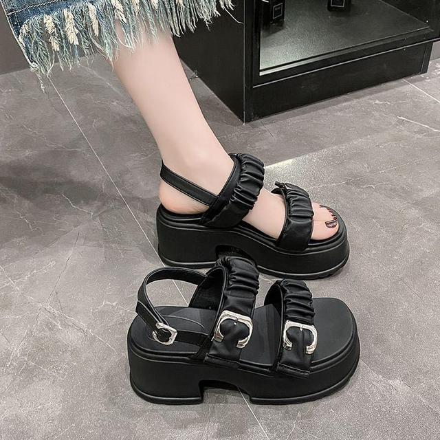 Platform Ruched Slingback Sandals Product Image