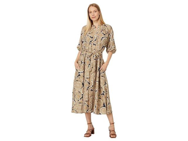 Tommy Hilfiger Floral Puff Sleeve Midi Dress (Sky Captain Multi) Women's Dress Product Image