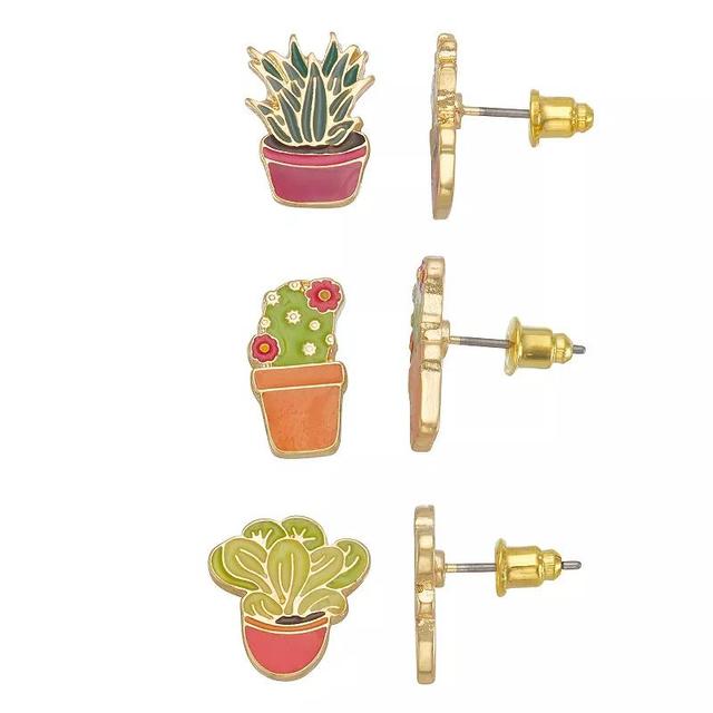 Celebrate Together Gold Tone Trio Succulent Earring Set, Womens, Multi Product Image