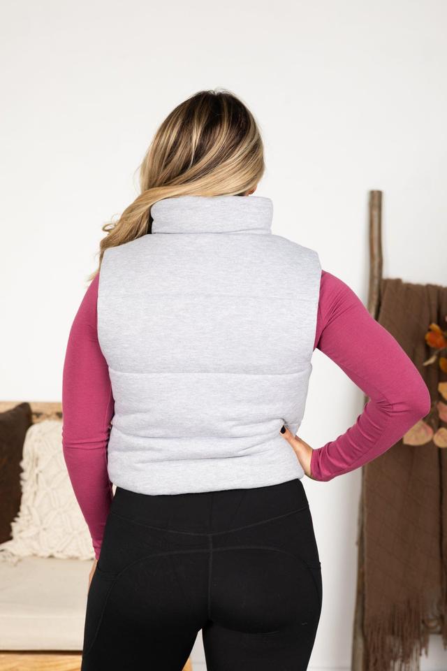 Heather Grey High Neck Puffer Vest Product Image