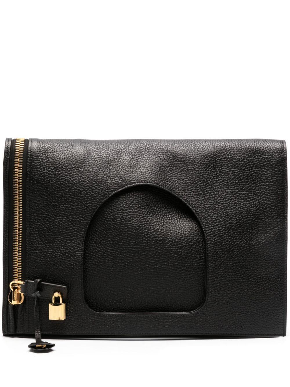 Grained-leather Tote Bag In Black Product Image