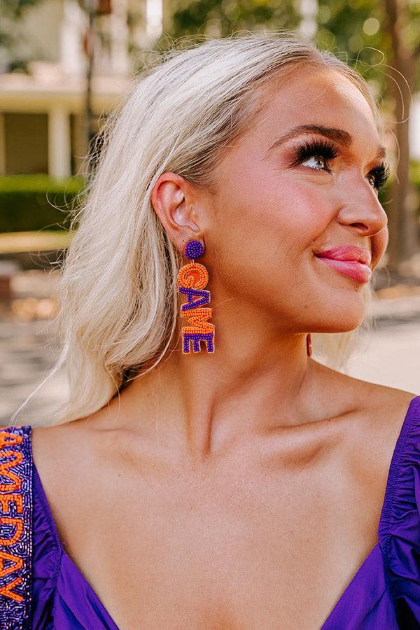 Game Day Beaded Earrings In Orange Product Image