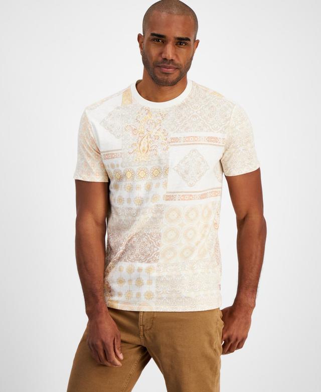 Guess Mens Rio Short Sleeve Crewneck Patchwork Print T-Shirt Product Image